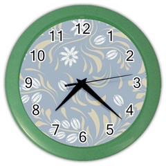 Folk Flowers Pattern Floral Surface Design Seamless Pattern Color Wall Clock by Eskimos