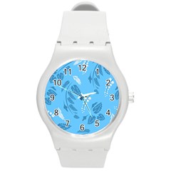 Folk Flowers Pattern Floral Surface Design Seamless Pattern Round Plastic Sport Watch (m) by Eskimos