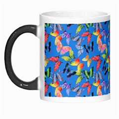 Multicolored Butterflies Fly On A Blue Background Morph Mugs by SychEva