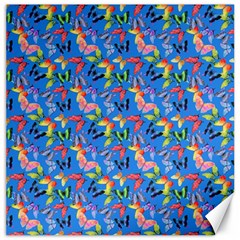 Multicolored Butterflies Fly On A Blue Background Canvas 20  X 20  by SychEva