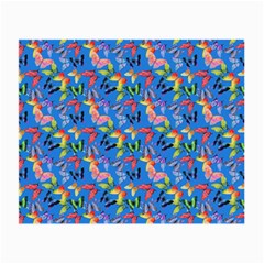 Multicolored Butterflies Fly On A Blue Background Small Glasses Cloth (2 Sides) by SychEva