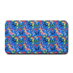 Multicolored Butterflies Fly On A Blue Background Medium Bar Mats