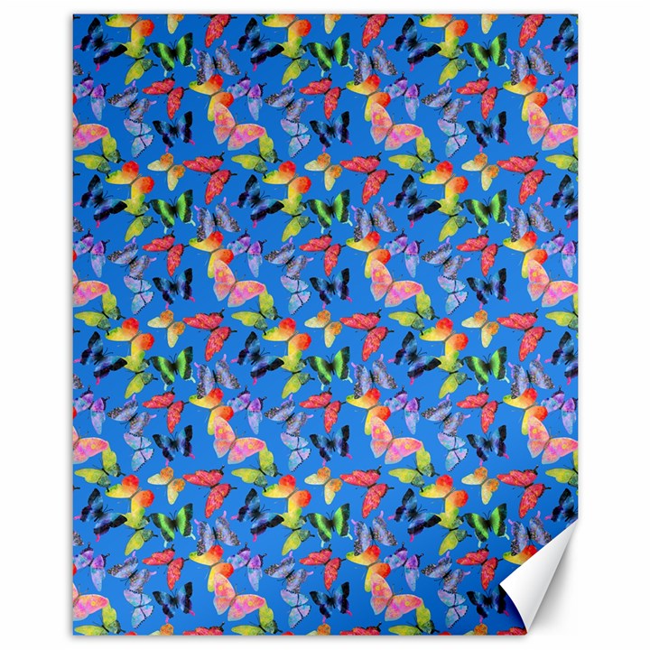 Multicolored Butterflies Fly On A Blue Background Canvas 11  x 14 