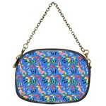 Multicolored Butterflies Fly On A Blue Background Chain Purse (One Side) Front