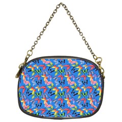 Multicolored Butterflies Fly On A Blue Background Chain Purse (two Sides) by SychEva