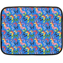 Multicolored Butterflies Fly On A Blue Background Fleece Blanket (mini) by SychEva