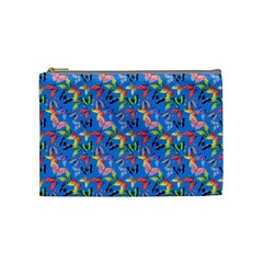 Multicolored Butterflies Fly On A Blue Background Cosmetic Bag (medium) by SychEva