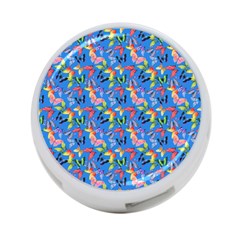 Multicolored Butterflies Fly On A Blue Background 4-port Usb Hub (one Side) by SychEva