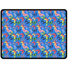 Multicolored Butterflies Fly On A Blue Background Fleece Blanket (large)  by SychEva