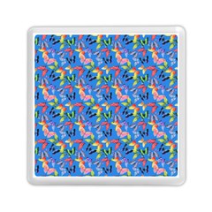 Multicolored Butterflies Fly On A Blue Background Memory Card Reader (square) by SychEva