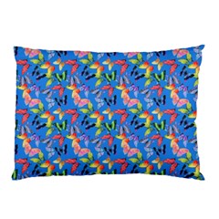 Multicolored Butterflies Fly On A Blue Background Pillow Case (two Sides) by SychEva