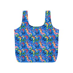 Multicolored Butterflies Fly On A Blue Background Full Print Recycle Bag (s) by SychEva