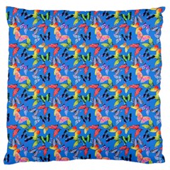 Multicolored Butterflies Fly On A Blue Background Standard Flano Cushion Case (two Sides) by SychEva