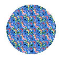 Multicolored Butterflies Fly On A Blue Background Mini Round Pill Box (pack Of 5)