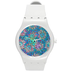 Adorable Florals Round Plastic Sport Watch (m) by themeaniestore