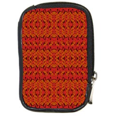 Red Pattern Compact Camera Leather Case by Sparkle