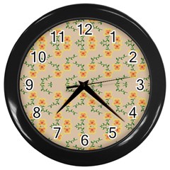 Flowers Pattern Wall Clock (black) by Sparkle