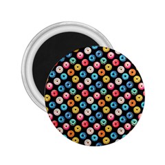 Multicolored Donuts On A Black Background 2 25  Magnets by SychEva