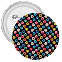 Multicolored Donuts On A Black Background 3  Buttons by SychEva