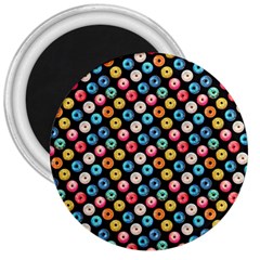 Multicolored Donuts On A Black Background 3  Magnets by SychEva