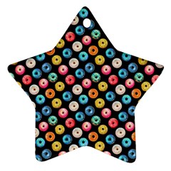 Multicolored Donuts On A Black Background Ornament (star) by SychEva