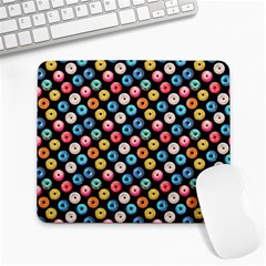 Multicolored Donuts On A Black Background Large Mousepads by SychEva