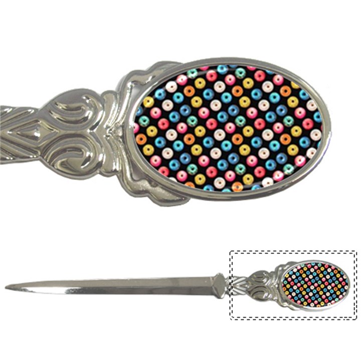 Multicolored Donuts On A Black Background Letter Opener