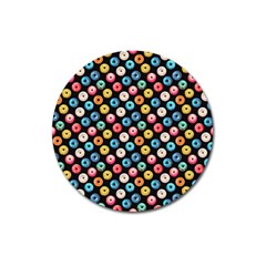 Multicolored Donuts On A Black Background Magnet 3  (round) by SychEva