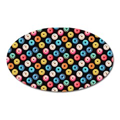 Multicolored Donuts On A Black Background Oval Magnet by SychEva