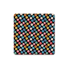 Multicolored Donuts On A Black Background Square Magnet by SychEva