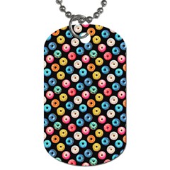 Multicolored Donuts On A Black Background Dog Tag (one Side) by SychEva