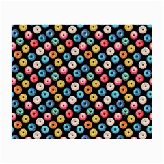 Multicolored Donuts On A Black Background Small Glasses Cloth by SychEva