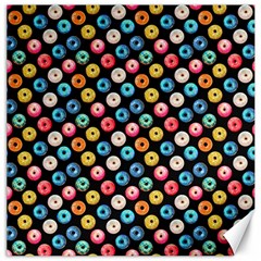 Multicolored Donuts On A Black Background Canvas 12  X 12  by SychEva