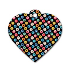 Multicolored Donuts On A Black Background Dog Tag Heart (two Sides) by SychEva