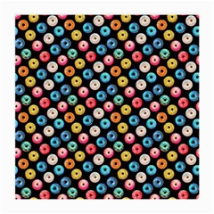 Multicolored Donuts On A Black Background Medium Glasses Cloth by SychEva