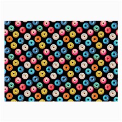 Multicolored Donuts On A Black Background Large Glasses Cloth by SychEva