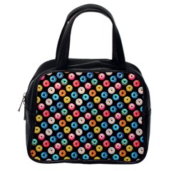 Multicolored Donuts On A Black Background Classic Handbag (one Side) by SychEva