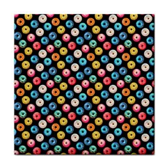 Multicolored Donuts On A Black Background Face Towel by SychEva