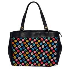 Multicolored Donuts On A Black Background Oversize Office Handbag by SychEva