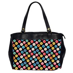 Multicolored Donuts On A Black Background Oversize Office Handbag (2 Sides) by SychEva