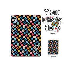 Multicolored Donuts On A Black Background Playing Cards 54 Designs (mini) by SychEva