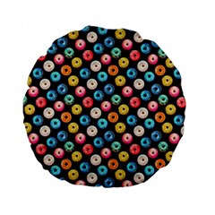 Multicolored Donuts On A Black Background Standard 15  Premium Round Cushions by SychEva