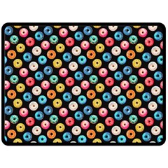 Multicolored Donuts On A Black Background Double Sided Fleece Blanket (large)  by SychEva