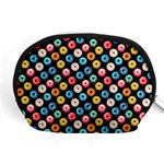 Multicolored Donuts On A Black Background Accessory Pouch (Medium) Front