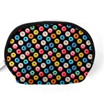 Multicolored Donuts On A Black Background Accessory Pouch (Medium) Back