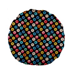 Multicolored Donuts On A Black Background Standard 15  Premium Flano Round Cushions by SychEva