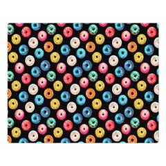 Multicolored Donuts On A Black Background Double Sided Flano Blanket (large)  by SychEva