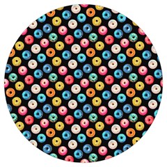 Multicolored Donuts On A Black Background Round Trivet