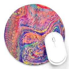 Painted Feathers Round Mousepads by kaleidomarblingart