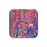 Painted feathers Rubber Square Coaster (4 pack)  Front